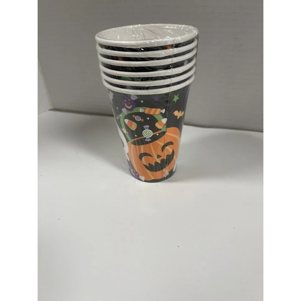 Halloween party supplies Plates, Cups, Napkins And decorations Party Of 6 #313